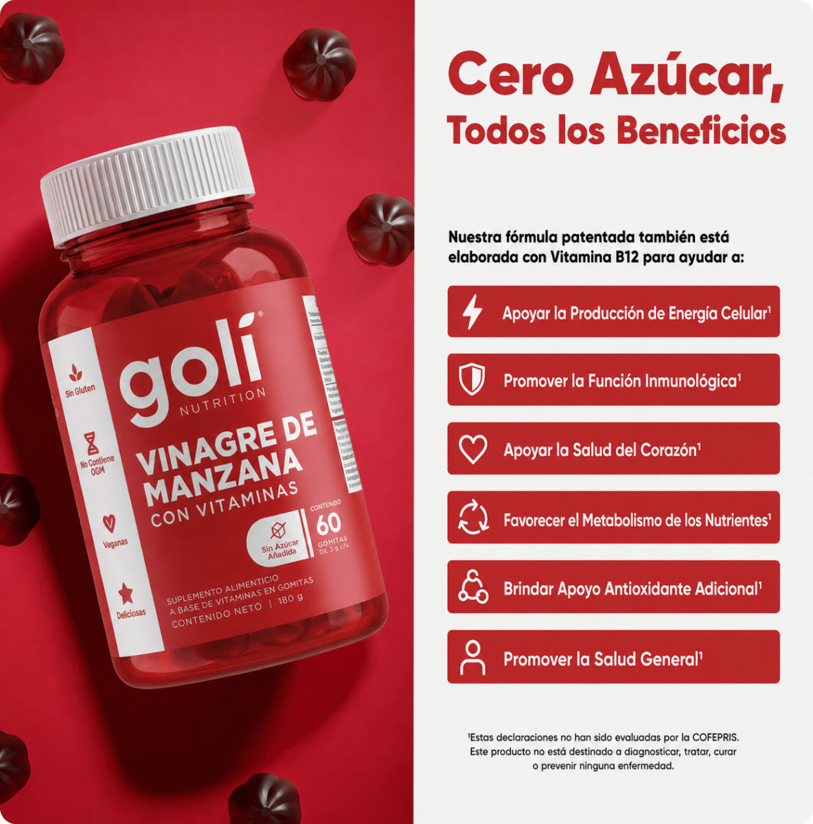 60 Gomitas Goli Vinagre de Manzana - Tateline