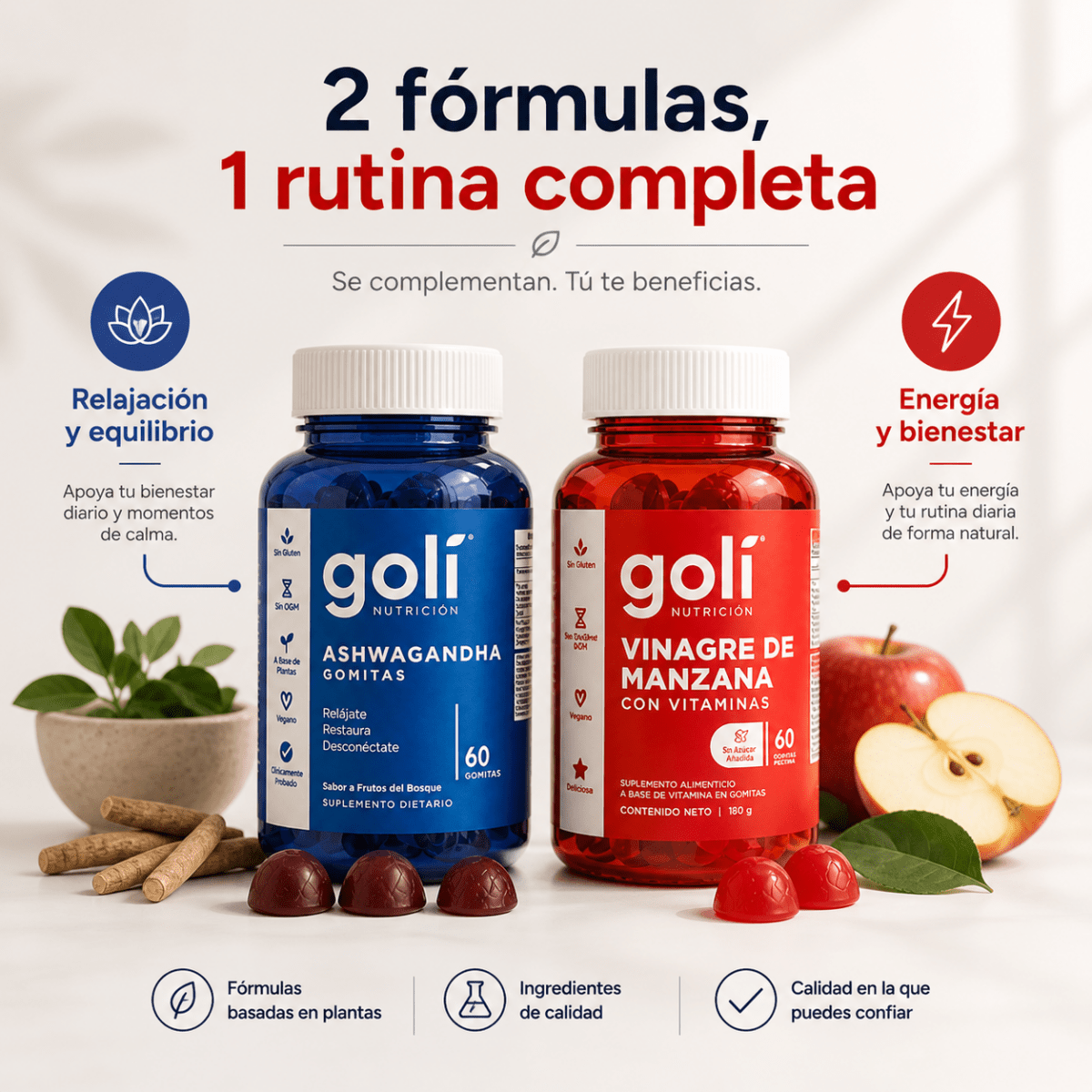 Combo Gomitas Goli Ashwaganda | Vinagre de Manzana - Tateline